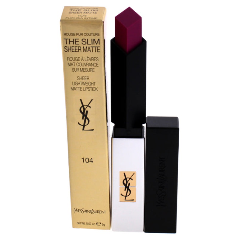 Yves Saint Laurent Rouge Pur Couture The Slim Sheer Matte Lipstick - 104 Fuchsia Intime by Yves Saint Laurent for Women - 0.07 oz Lipstick