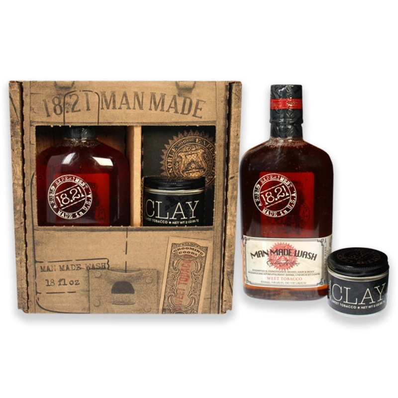 18.21 Man Made Man Made Set - Sweet Tobacco by 18.21 Man Made for Men - 2 Pc 18oz Man Made Wash 3-In-1 Shampoo, Conditioner and Body Wash, 2oz Pomade
