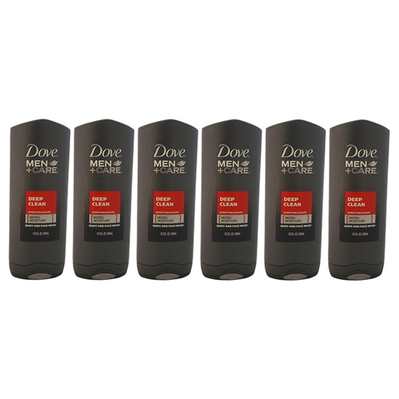 Dove Deep Clean Body and Face Wash by Dove for Men - 13.5 oz Body Wash - Pack of 6