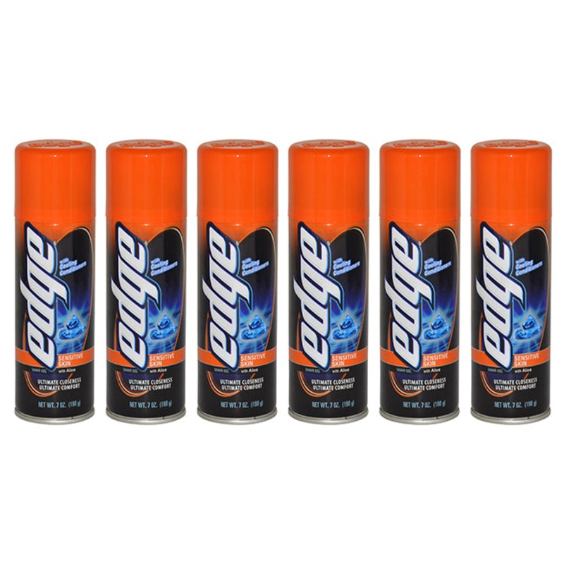 Edge Sensitive Skin Shave Gel by Edge for Men - 7 oz Shave Gel - Pack of 6
