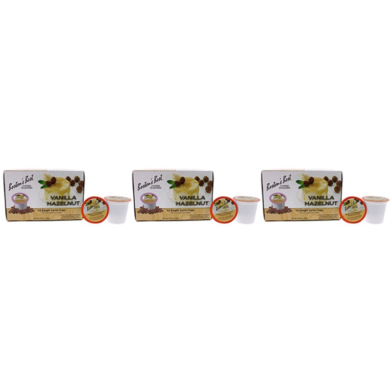 Bostons Best Vanilla Hazelnut Gourmet Coffee by Bostons Best for Unisex - 12 Cups Coffee - Pack of 3