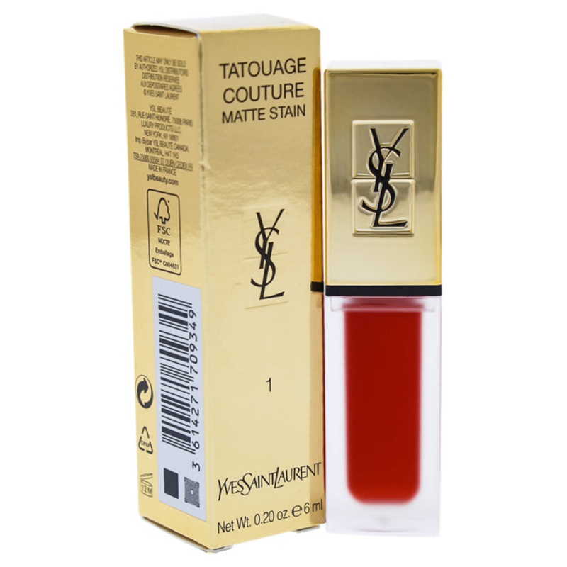 Yves Saint Laurent Tatouage Couture Liquid Matte Lip Stain - 1 Rouge Tatouage by Yves Saint Laurent for Women - 0.2 oz Lip Gloss