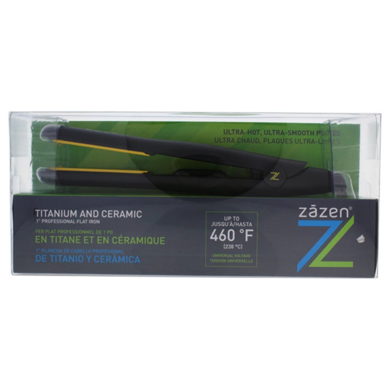 Zazen Titanium And Ceramic Professional Flat Iron - Model # Z-GLIDEC - Black by Zazen for Unisex - 1 Inch Flat Iron