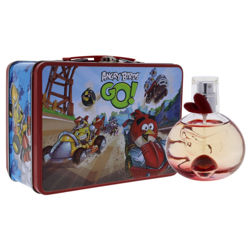 Angry Birds Angry Birds Go by Angry Birds for Kids - 3 Pc Gift Set 1.7oz EDT Spray, Stickers 3D, Metallic Lunch Box