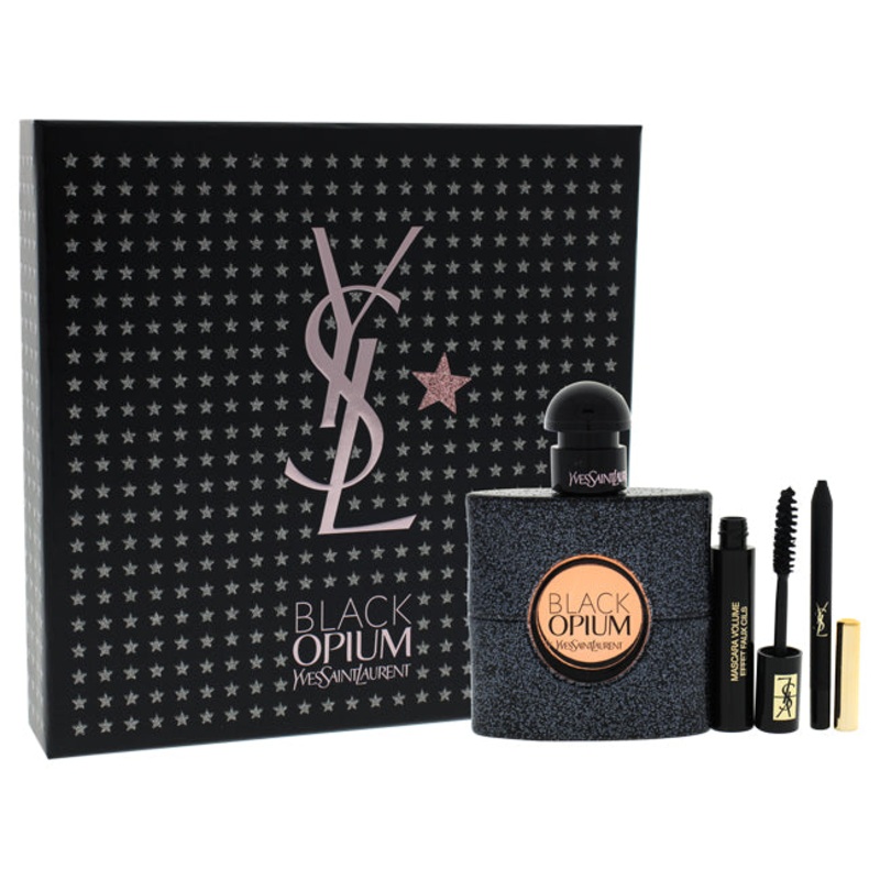 Yves Saint Laurent Black Opium by Yves Saint Laurent for Women - 3 Pc Gift Set 1.6oz EDP Spray, 0.04oz Lipstick - 01 Rouge Pur Couture, 0.02oz Waterproof Eye Pencil - 01