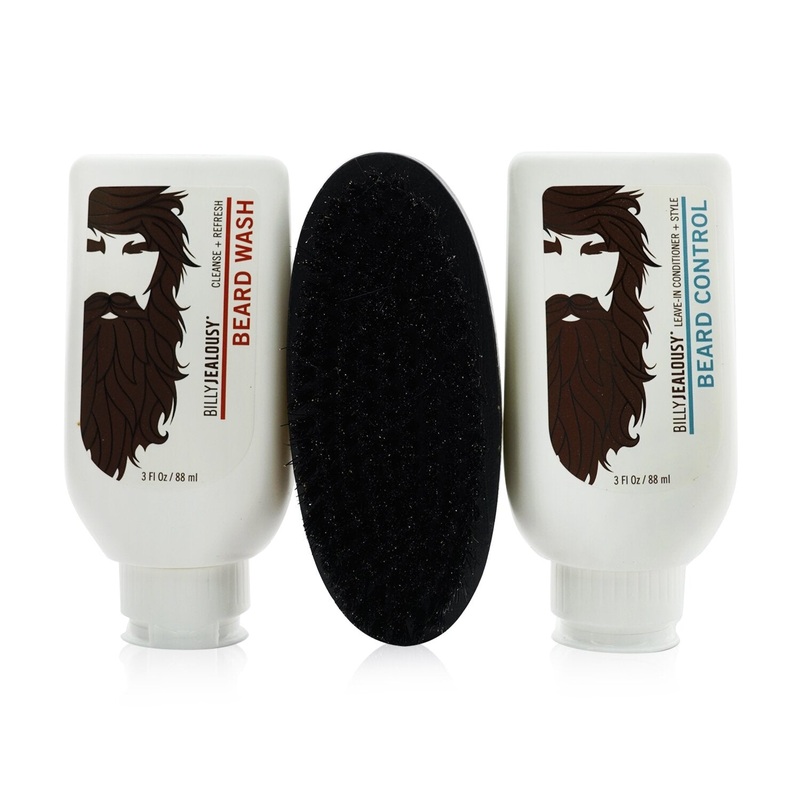 Billy Jealousy Beard Envy Kit: Beard Wash 88ml + Beard Control 88ml + brush 1pcs (Box Slightly Damaged)  3pcs