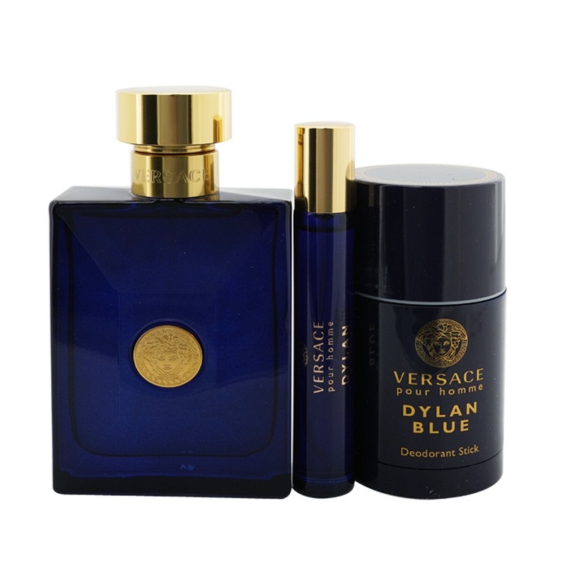 Versace Dylan Blue Coffret: Eau De Toilette Spray 100ml/3.4oz +Eau De Toilette Spray 10ml/0.3oz + Deo Stick 75g/2.5oz  3pcs