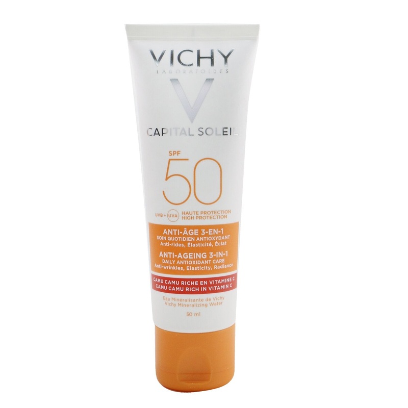 Vichy Capital Soleil Anti-Ageing 3-In-1 Daily Antioxidant Sun Care SPF 50 - Anti-Wrinkles, Elasticity, Radiance  50ml/1.69oz