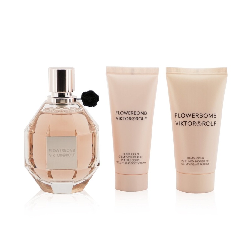 Viktor & Rolf Flowerbomb Coffret: Eau De Parfum Spray 100ml/3.4oz + Body Cream 40ml/1.36oz + Shower Gel 50ml/1.7oz (Unboxed)  3pcs