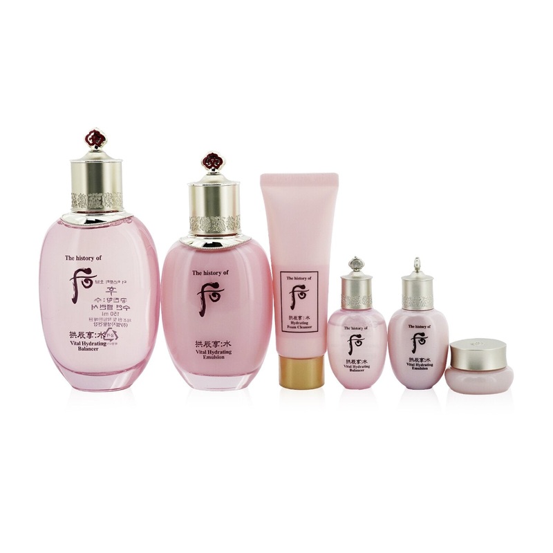 Whoo (The History Of Whoo) Gongjinhyang: Soo Vital Hydrating Set:  Balancer (150ml+20ml) + Emulsion (110ml+20ml) + Cream 4ml + Foam Cleanser 40ml (Exp. Date 03/2022)  6pcs
