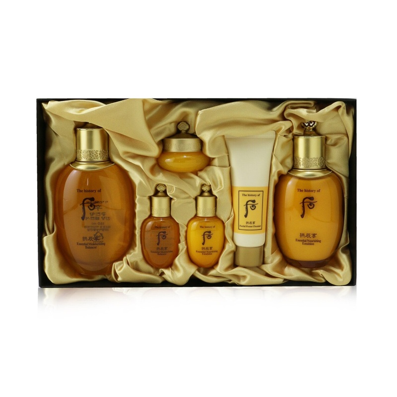 Whoo (The History Of Whoo) Gongjinhyang Essential Set: Balancer (150ml+20ml) + Emulsion (110ml+20ml) + Cream 10ml + Cleanser 40ml (Exp. Date 07/2022)  6pcs